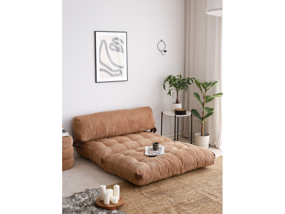 Sofá cama de tela "Fold" 2 plazas - 120 x 75 x 79 cm - Marrón