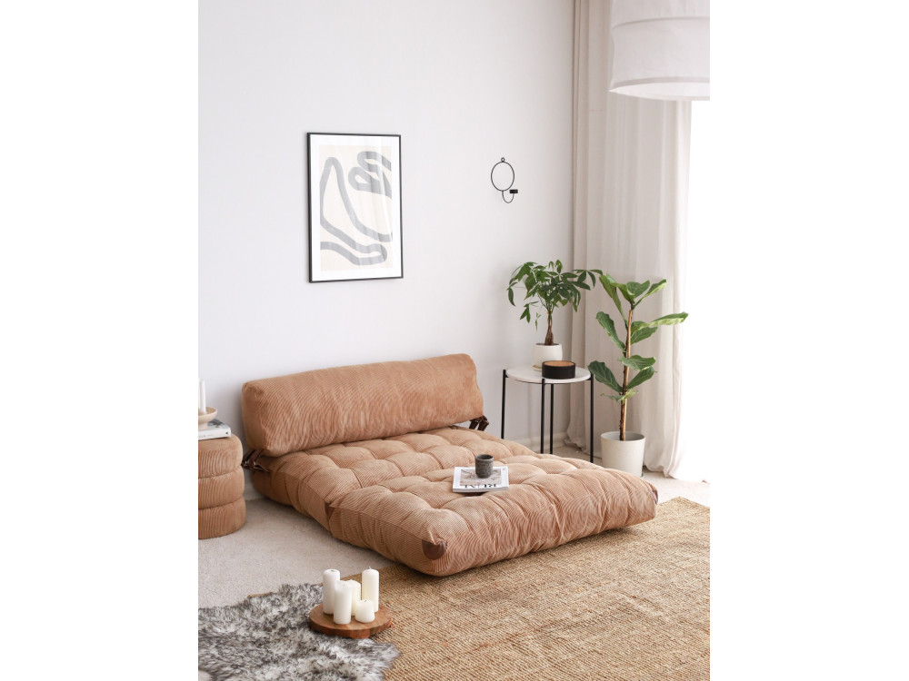 Sofá cama de tela "Fold" 2 plazas - 120 x 75 x 79 cm - Marrón
