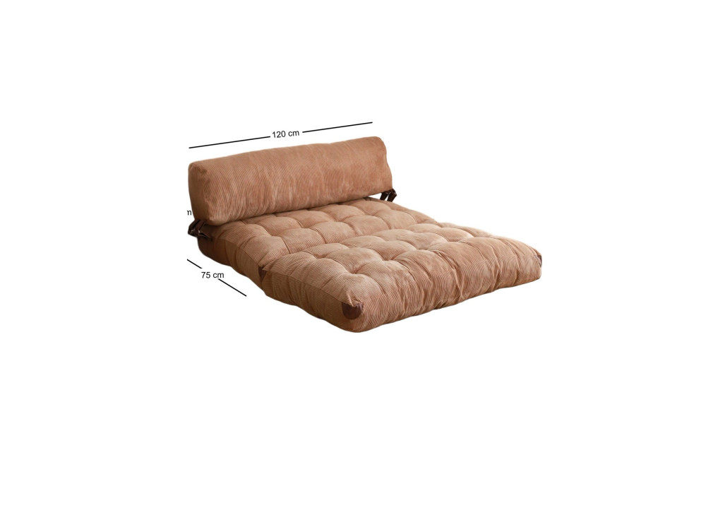 Sofá cama de tela "Fold" 2 plazas - 120 x 75 x 79 cm - Marrón