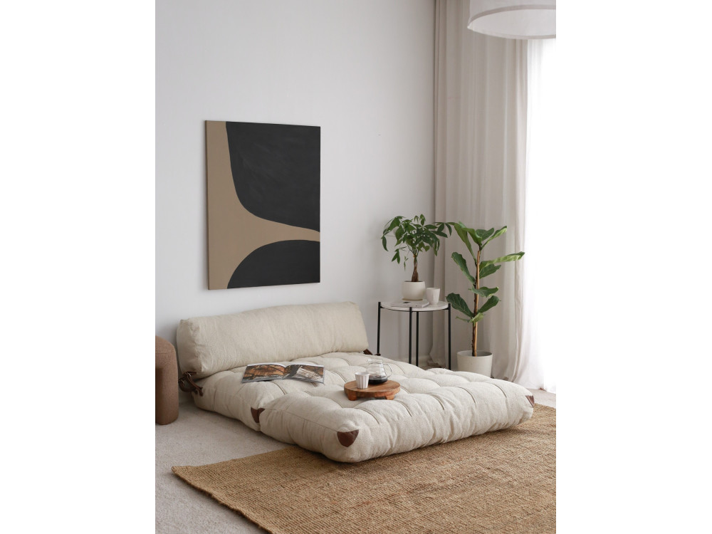 Sofá cama 2 plazas en tejido "Fold" - 120 x 75 x 79 cm - Crema