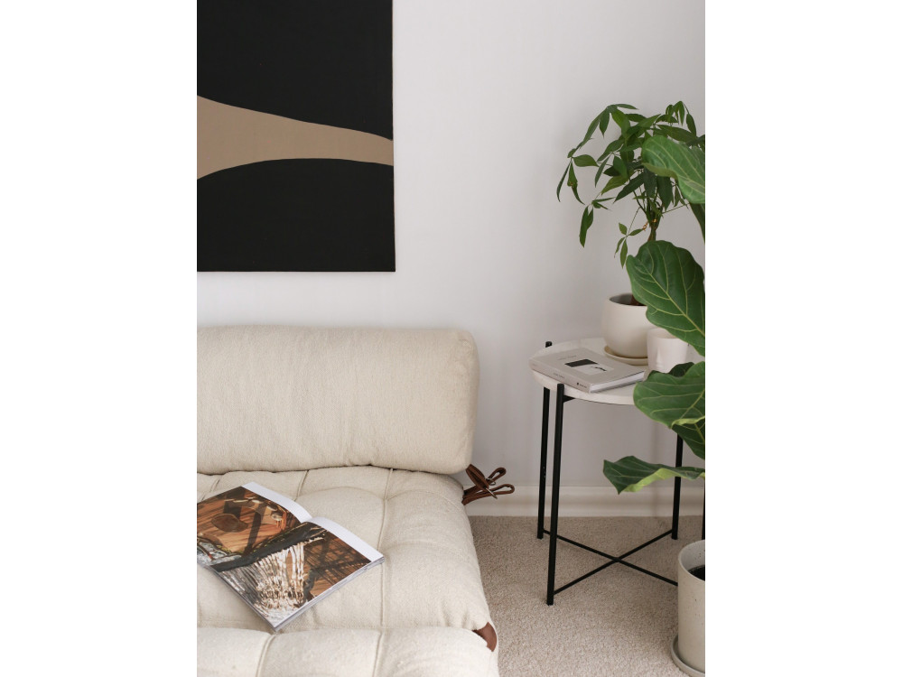 Sofá cama 2 plazas en tejido "Fold" - 120 x 75 x 79 cm - Crema