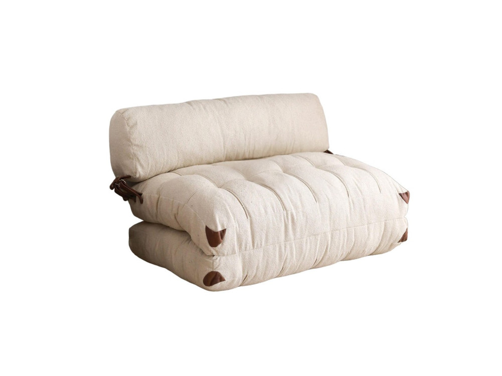 Sofá cama 2 plazas en tejido "Fold" - 120 x 75 x 79 cm - Crema