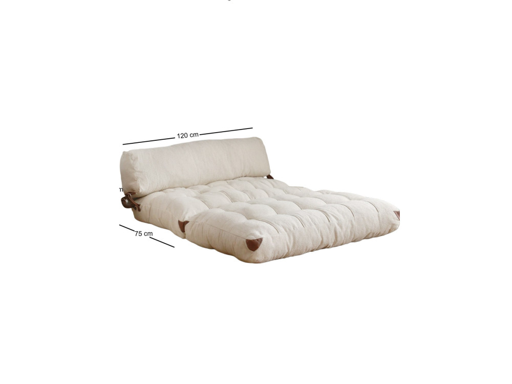 Sofá cama 2 plazas en tejido "Fold" - 120 x 75 x 79 cm - Crema