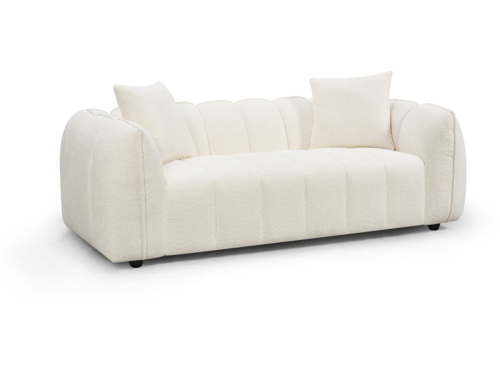 Sofá recto de tela estilo «bubble» «Balzac» - 3 plazas - Color crema