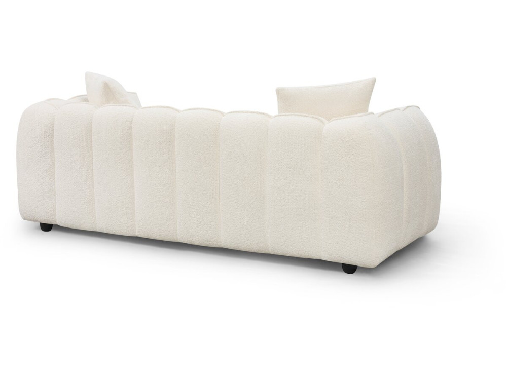 Sofá recto de tela estilo «bubble» «Balzac» - 3 plazas - Color crema