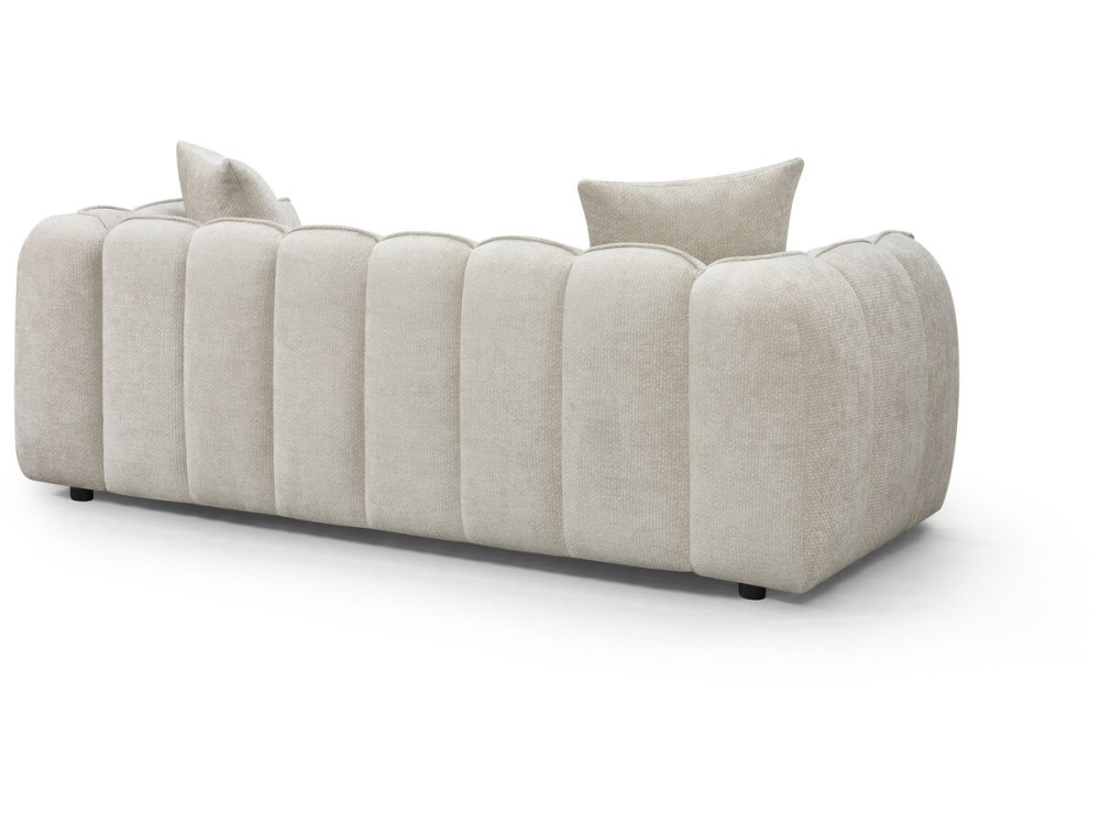 Sofá recto de tela estilo «bubble» «Balzac» - 3 plazas - Beige