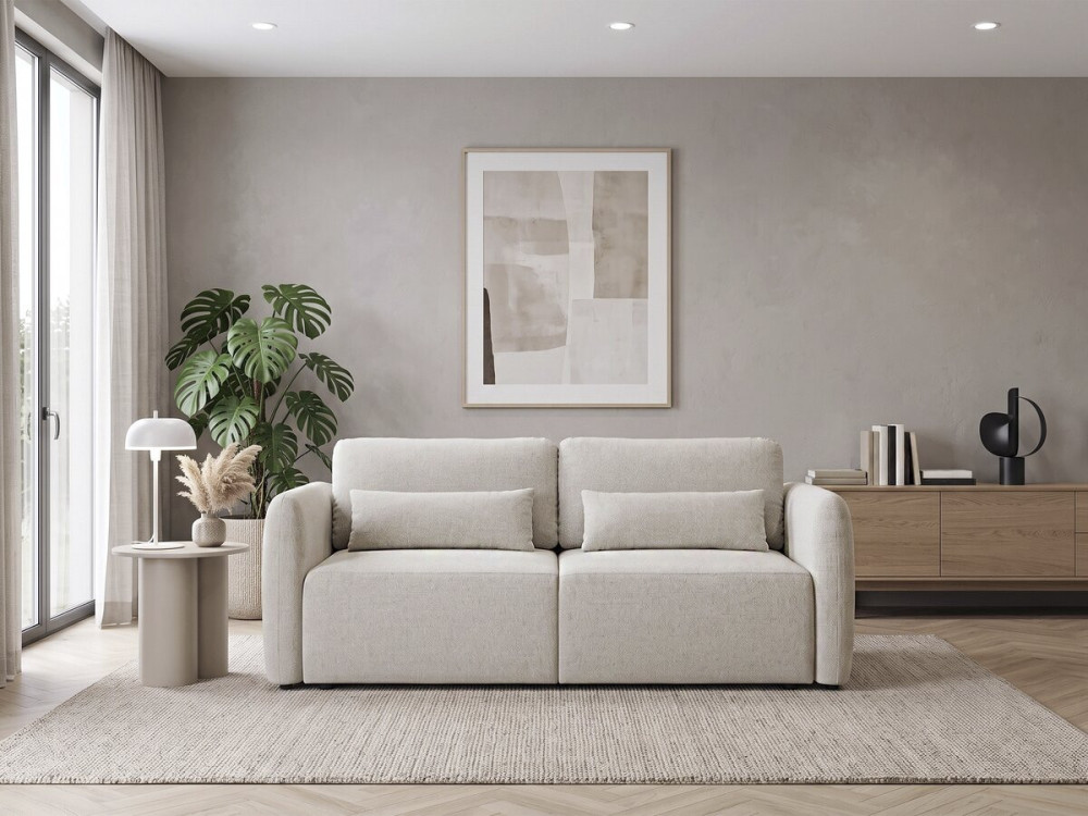 Sofá recto convertible de tela «Concorde» de 3 plazas - Beige