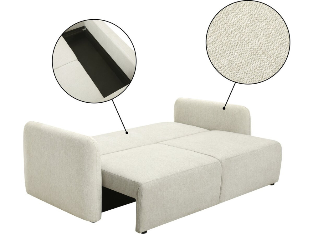 Sofá recto convertible de tela «Concorde» de 3 plazas - Beige
