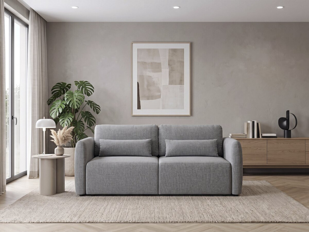 Sofá recto convertible de tela «Concorde» de 3 plazas - Gris