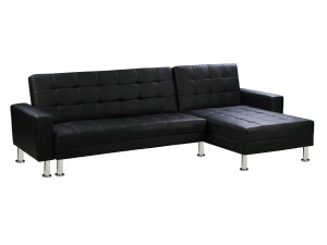 Sofá esquinero convertible y reversible "Theo" - 4 plazas - Negro