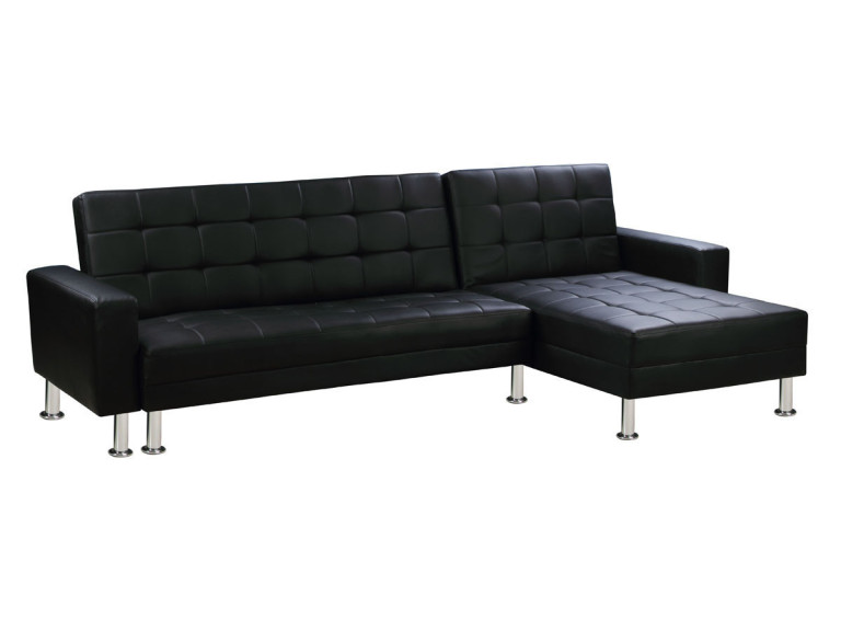 Sofá esquinero convertible y reversible "Theo" - 4 plazas - Negro