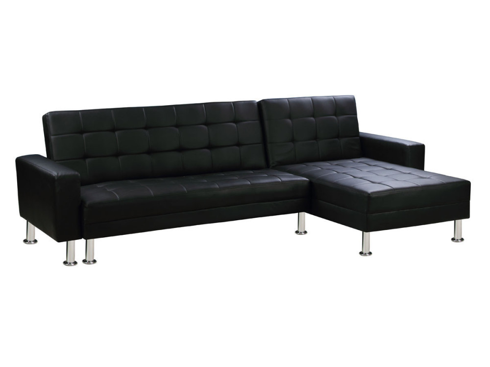 Sofá esquinero convertible y reversible "Theo" - 4 plazas - Negro