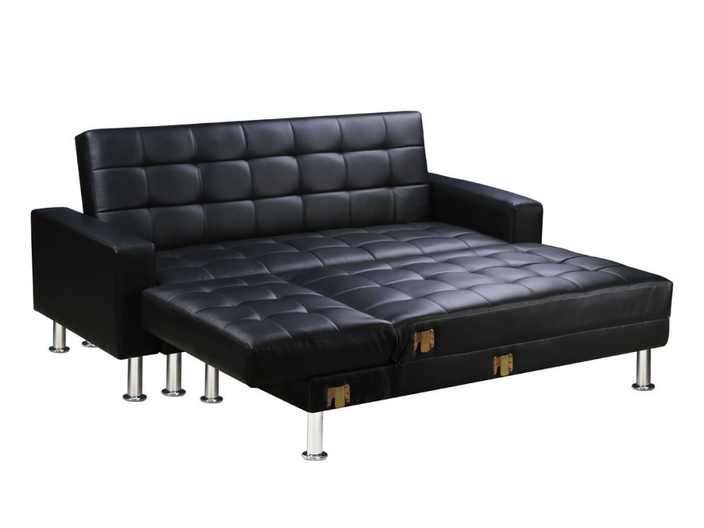 Sofá esquinero convertible y reversible "Theo" - 4 plazas - Negro
