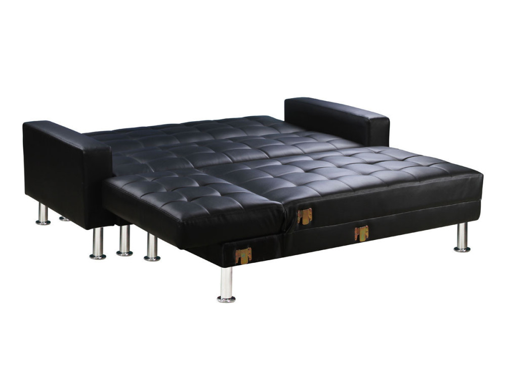 Sofá esquinero convertible y reversible "Theo" - 4 plazas - Negro
