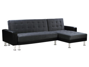 Sofá esquinero convertible y reversible "Theo" - 4 plazas - Negro y gris