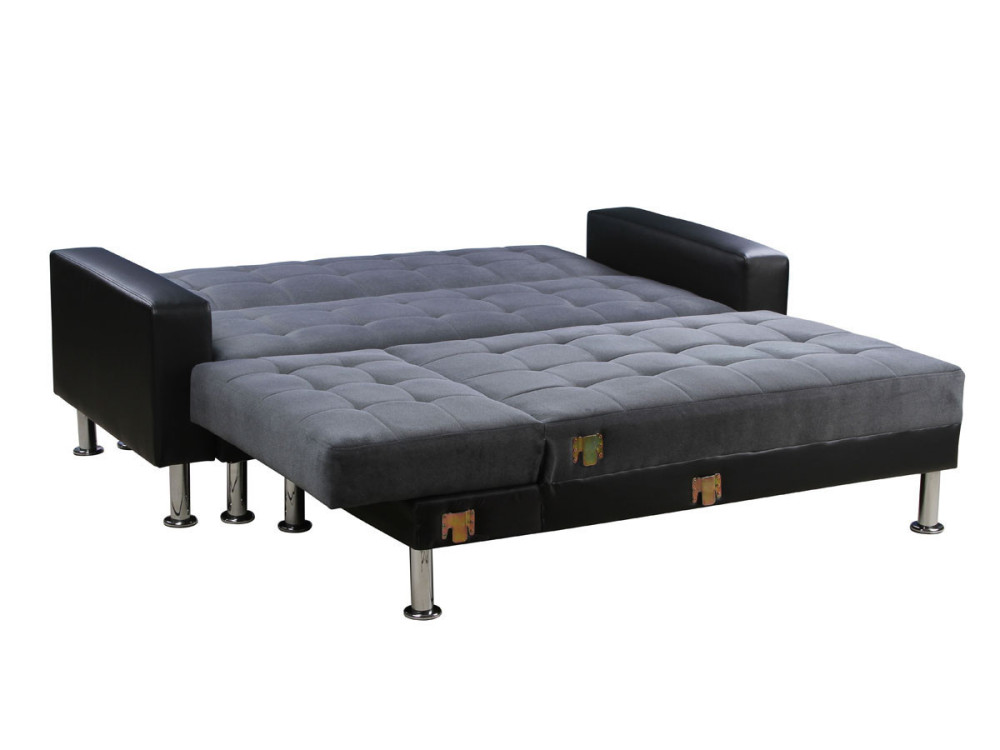 Sofá esquinero convertible y reversible "Theo" - 4 plazas - Negro y gris