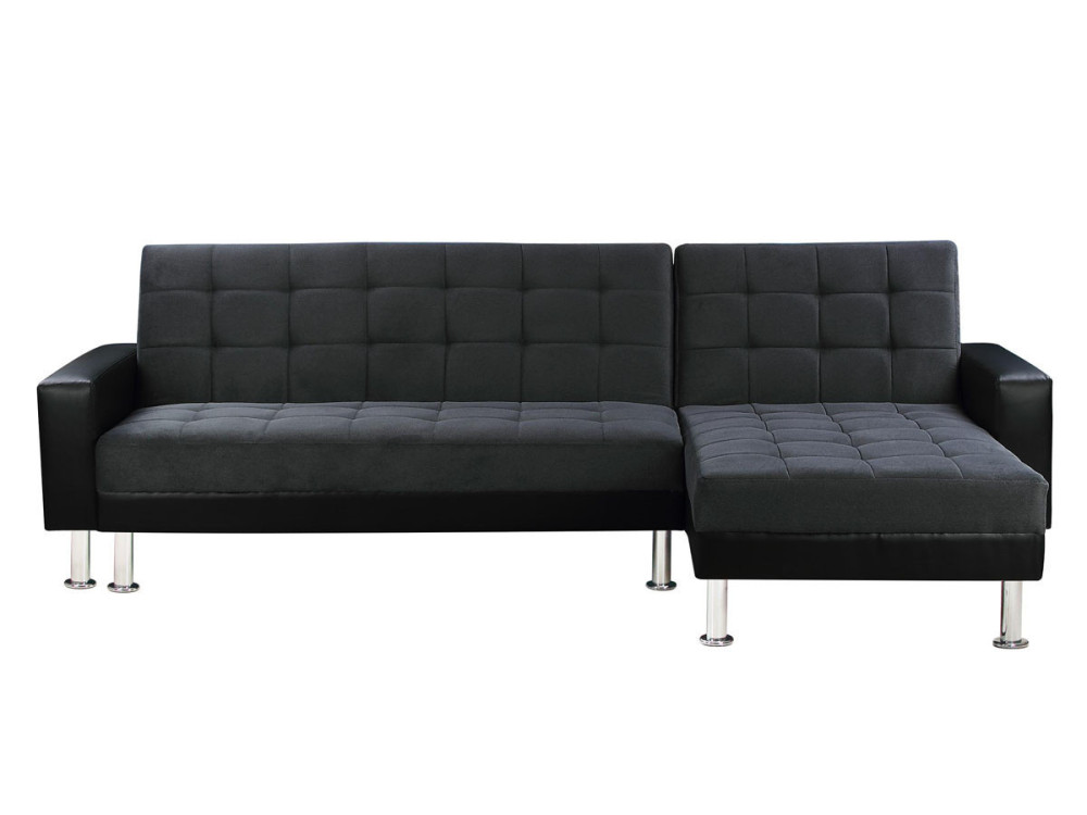 Sofá esquinero convertible y reversible "Theo" - 4 plazas - Negro y gris