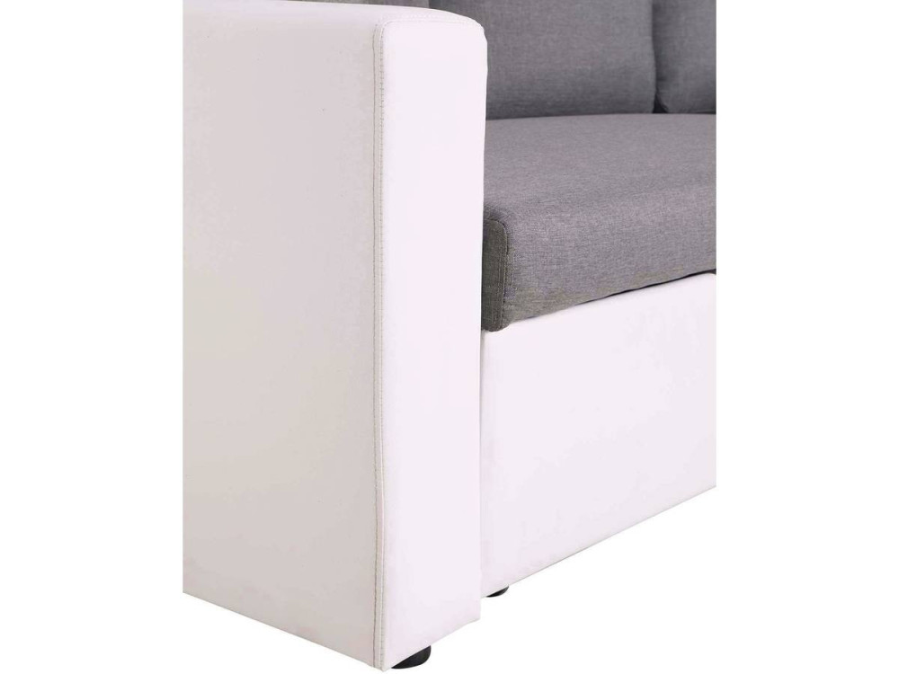 Sofá esquinero convertible "Alain" - 3 plazas - Gris / Blanco