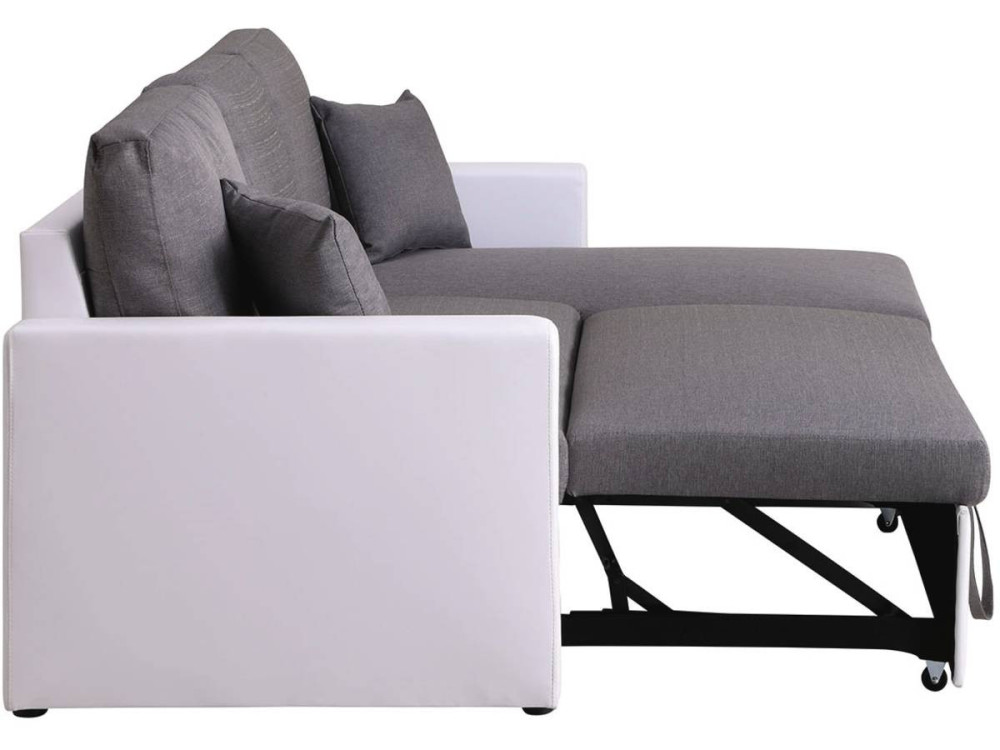 Sofá esquinero convertible "Alain" - 3 plazas - Gris / Blanco