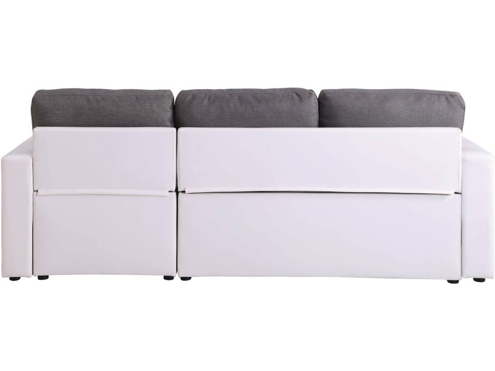Sofá esquinero convertible "Alain" - 3 plazas - Gris / Blanco