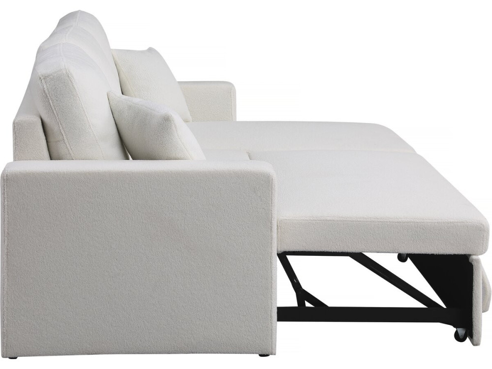 Sofá rinconera convertible/reversible con box  "Alain"- 3 plazas - Bouclettes - Blanco