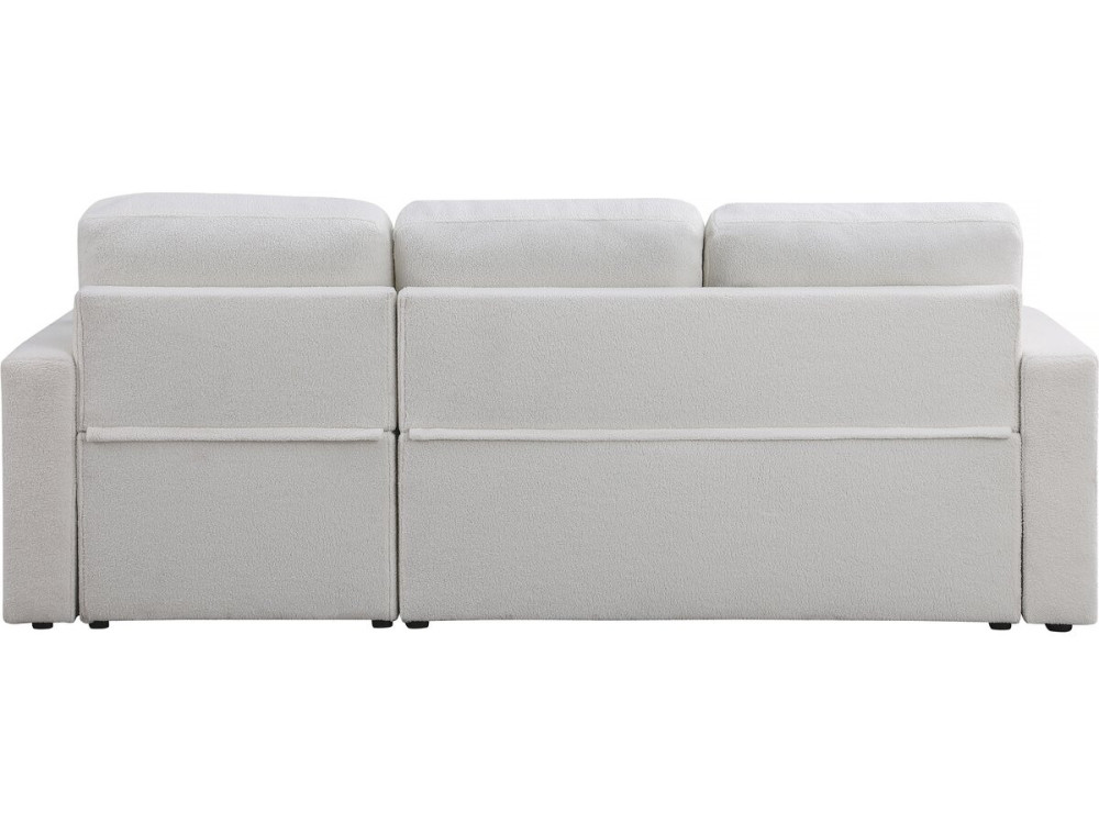 Sofá rinconera convertible/reversible con box  "Alain"- 3 plazas - Bouclettes - Blanco