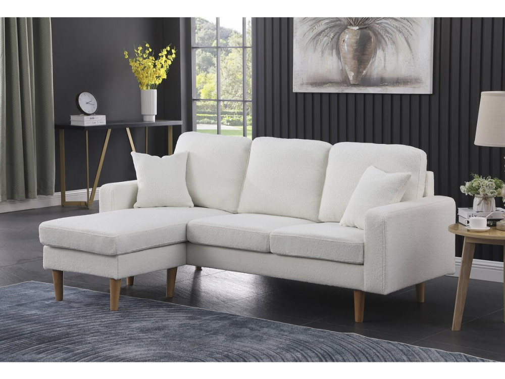 Sofá esquinero de tela reversible "Gabby" - 3 plazas - Blanco