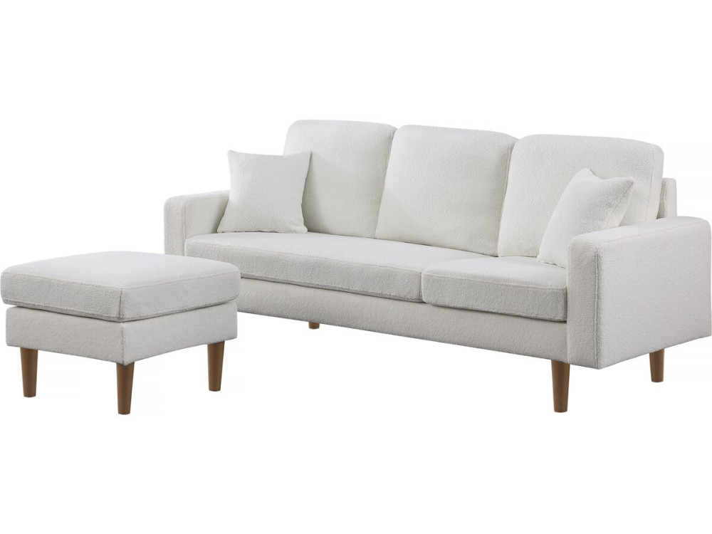Sofá esquinero de tela reversible "Gabby" - 3 plazas - Blanco