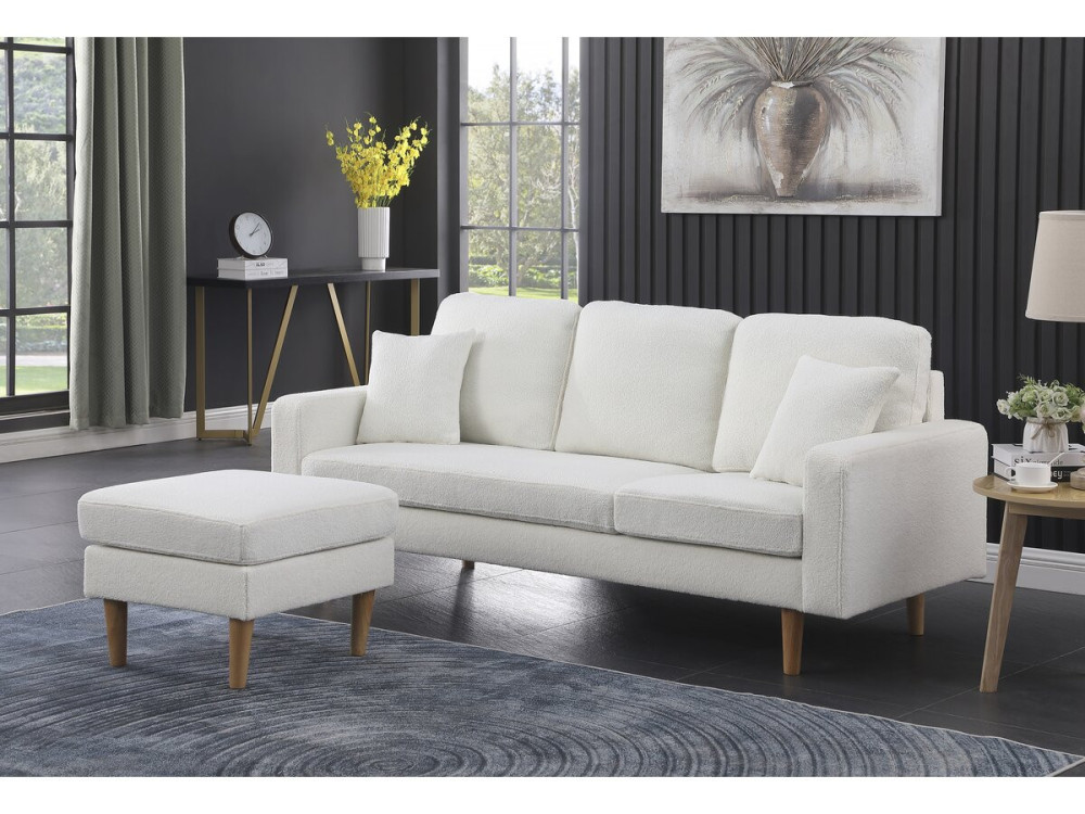 Sofá esquinero de tela reversible "Gabby" - 3 plazas - Blanco