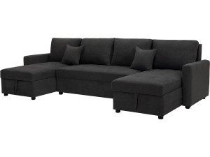 Sofá convertible panorámico de 5 plazas "Antoine" con compartimentos de almacenaje - Gris oscuro