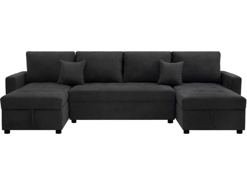 Sofá convertible panorámico de 5 plazas "Antoine" con compartimentos de almacenaje - Gris oscuro