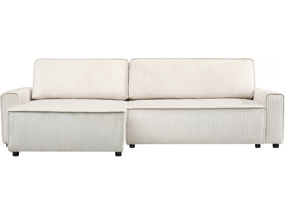 Sofá esquinero convertible y reversible de pana "Montaigne" - 3 plazas - Beige