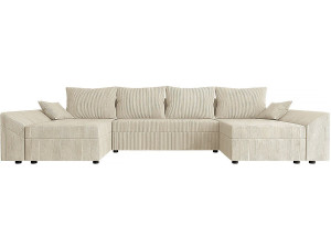 Sofá panorámico "Dante U" de pana - 5 plazas - Beige