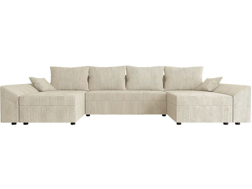 Sofá panorámico "Dante U" de pana - 5 plazas - Beige