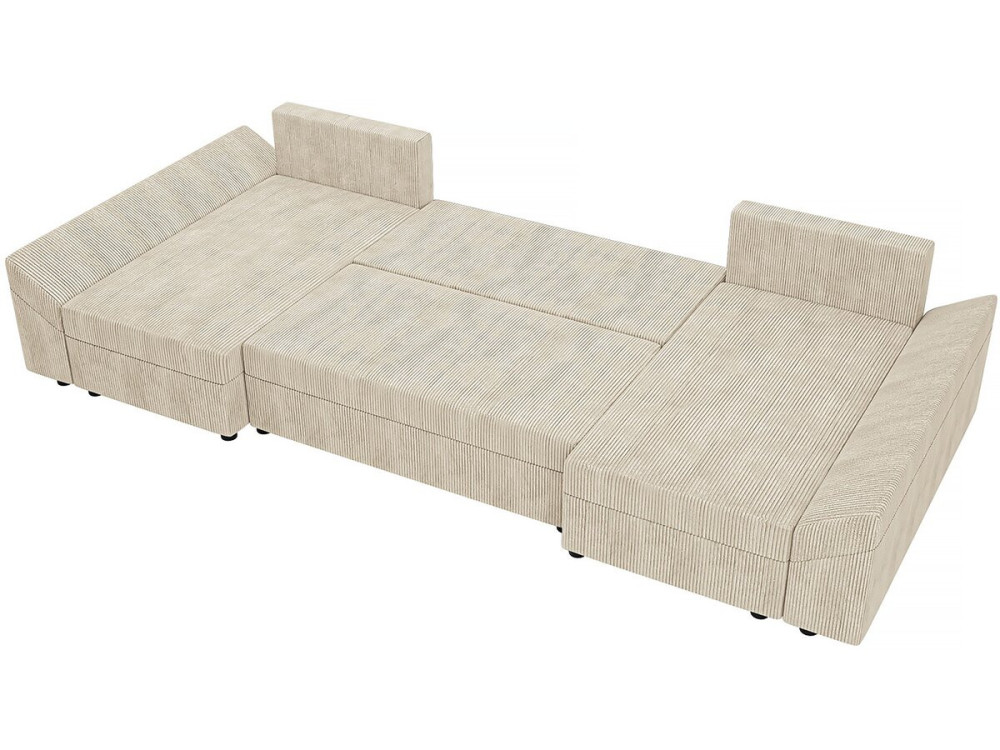 Sofá panorámico "Dante U" de pana - 5 plazas - Beige