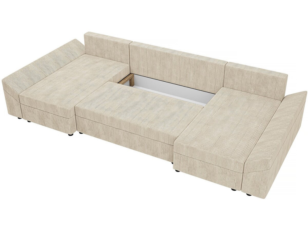 Sofá panorámico "Dante U" de pana - 5 plazas - Beige
