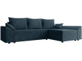 Sofá cama esquinero de pana "Vaugirard" con box - 3 plazas - Beige - Azúl
