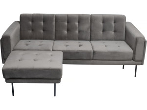 Sofá esquinero reversible de terciopelo "Noé" - 3 plazas - Gris