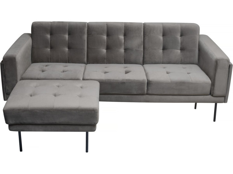 Sofá esquinero reversible de terciopelo "Noé" - 3 plazas - Gris