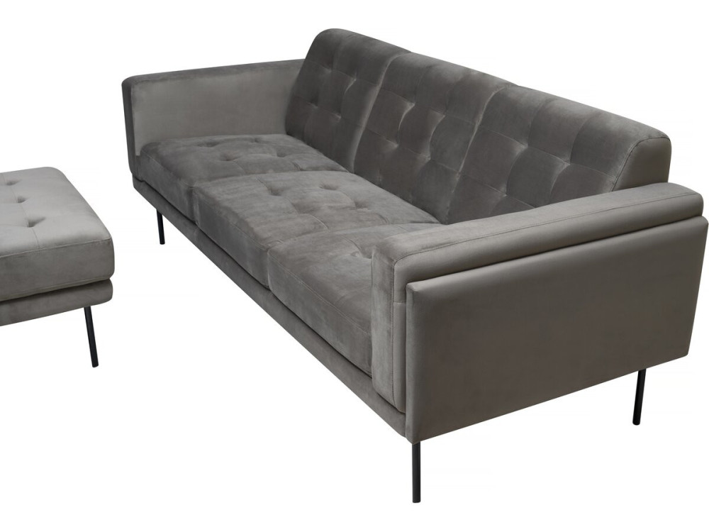 Sofá esquinero reversible de terciopelo "Noé" - 3 plazas - Gris