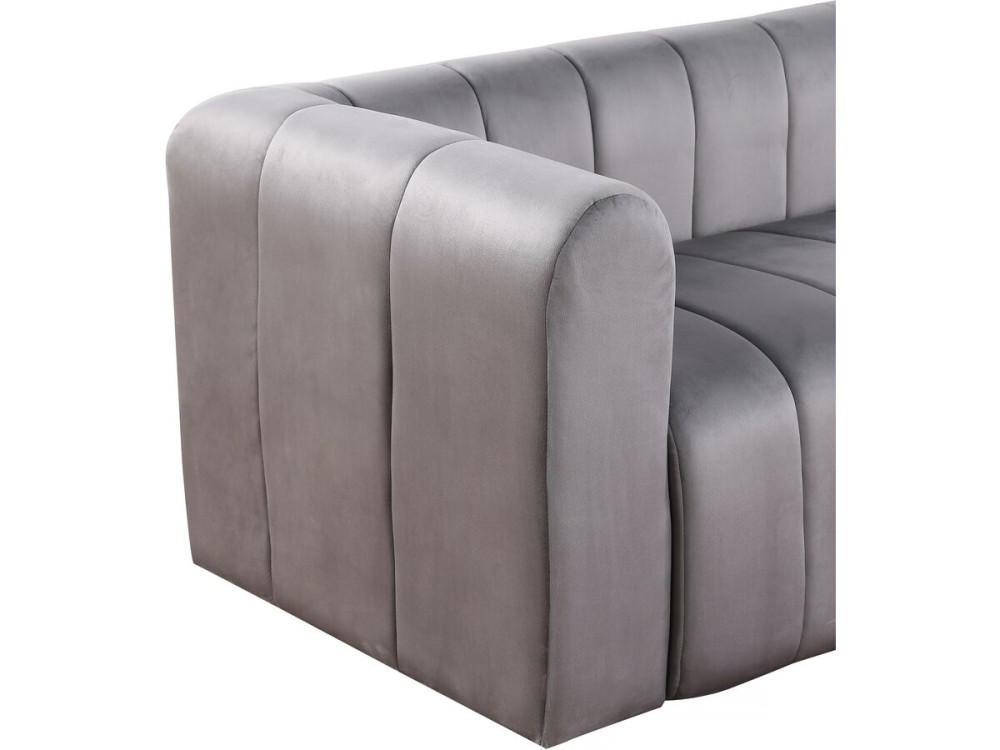 Sofá esquinero de terciopelo "Victor Hugo" - 3 plazas - Gris