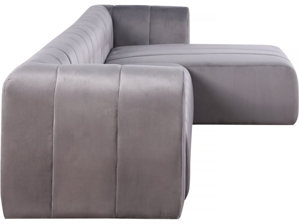 Sofá esquinero de terciopelo "Victor Hugo" - 3 plazas - Gris