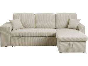 Sofá esquinero convertible/reversible de pana "Axel" - 3 plazas - Beige
