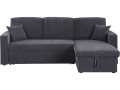 Sofá esquinero convertible de pana «Alain» - 3 asientos - Gris - Gris