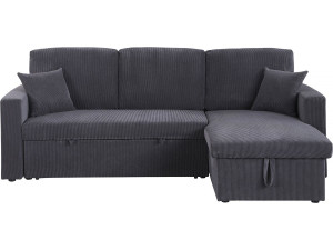 Sofá esquinero convertible de pana «Alain» - 3 asientos - Gris