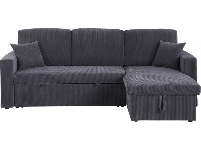 Sofá esquinero convertible de pana «Alain» - 3 asientos - Gris