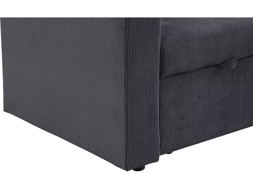 Sofá esquinero convertible de pana «Alain» - 3 asientos - Gris