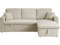 Sofá esquinero convertible de pana «Alain» - 3 asientos - Beige - Beige