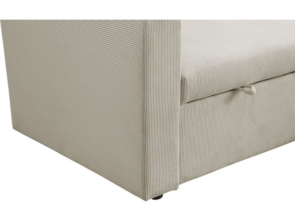 Sofá esquinero convertible de pana «Alain» - 3 asientos - Beige