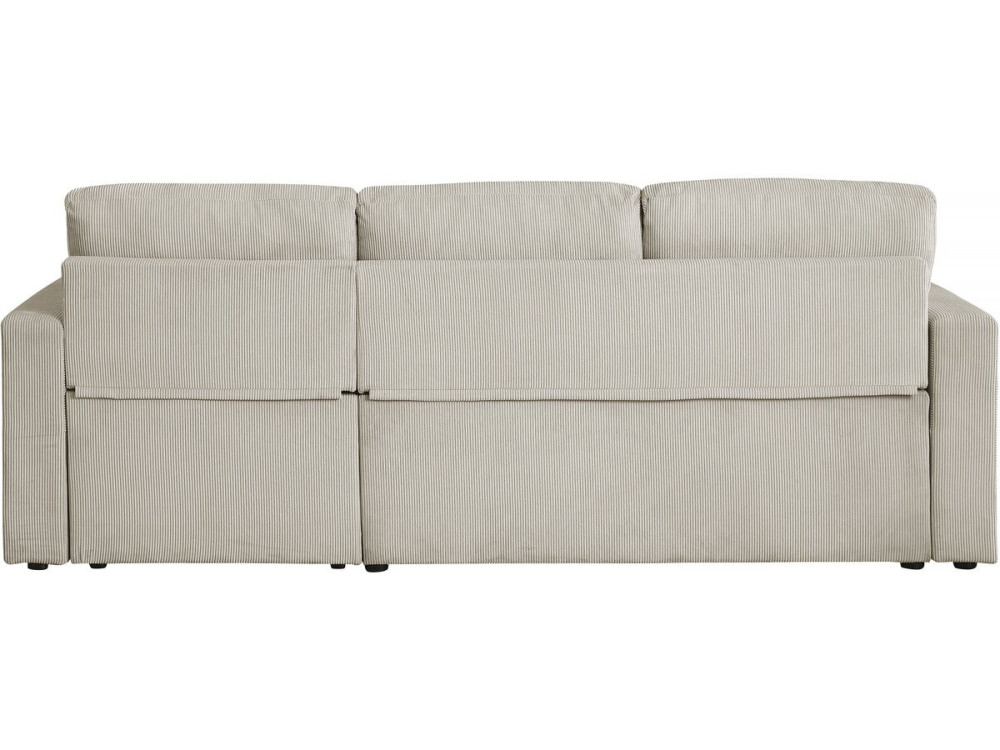Sofá esquinero convertible de pana «Alain» - 3 asientos - Beige